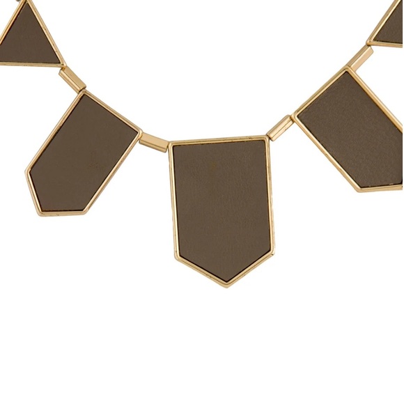 HOUSE OF HARLOW • Grey Leather Station Gold Necklace - Picture 2 of 5